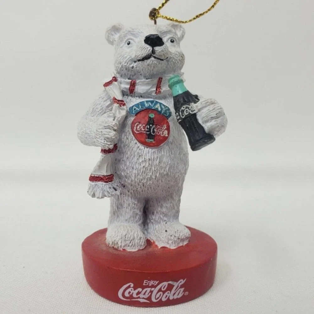 Coca‎ Cola Christmas Tree Ornaments Lot Of 2 Polar Bear Man Child Collectible